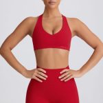 Soft Active V-Neck Sports Bra in Hot Red - Image 8
