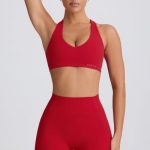 Soft Active V-Neck Sports Bra in Hot Red - Image 9