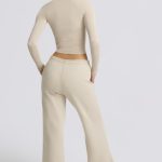 Low-Rise Wide-Leg Joggers in Bone - Image 2