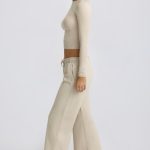 Low-Rise Wide-Leg Joggers in Bone - Image 3
