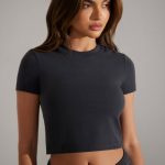 Cap Sleeve Baby Tee in Washed Black