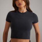 Cap Sleeve Baby Tee in Washed Black - Image 5