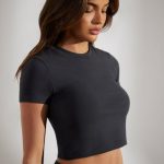 Cap Sleeve Baby Tee in Washed Black - Image 8