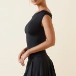 Off-Shoulder Ruffled Mini Dress in Black - Image 3