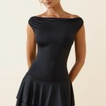 Off-Shoulder Ruffled Mini Dress in Black - Image 5
