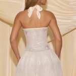 Embellished Halterneck Bubble Hem Mini Dress in Ivory - Image 8