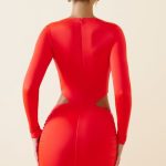 Ruched Cut-Out Mini Dress in Scarlet - Image 2