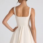 Tie-Detail A-Line Micro Mini Dress in Ivory - Image 2