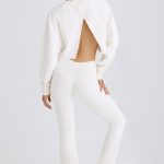 Petite Flared Trousers in White - Image 2