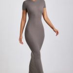 Ribbed Modal Maxi Dress in Grey