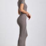 Ribbed Modal Maxi Dress in Grey - Image 3