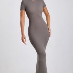 Ribbed Modal Maxi Dress in Grey - Image 5