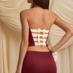 Bow-Detail Low-Rise Mini Skirt in Wine Red - Image 5