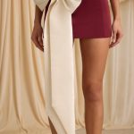 Bow-Detail Low-Rise Mini Skirt in Wine Red - Image 9
