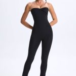 Petite Twist-Front Split Hem Flared Jumpsuit in Black