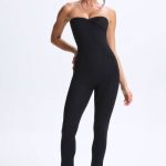 Petite Twist-Front Split Hem Flared Jumpsuit in Black - Image 5