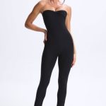 Petite Twist-Front Split Hem Flared Jumpsuit in Black - Image 7
