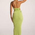 Textured Jersey Low-Rise Maxi Skirt in Lime - Image 2
