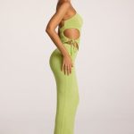 Textured Jersey Low-Rise Maxi Skirt in Lime - Image 3