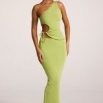 Textured Jersey Low-Rise Maxi Skirt in Lime - Image 4