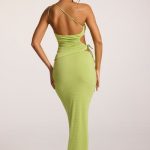 Textured Jersey Low-Rise Maxi Skirt in Lime - Image 6