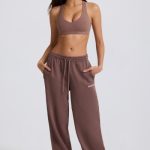 Mid-Rise Wide-Leg Joggers in Mocha - Image 9
