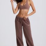 Mid-Rise Wide-Leg Joggers in Mocha - Image 12