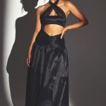 Woven Twill Voluminous Maxi Skirt in Jet Black - Image 6