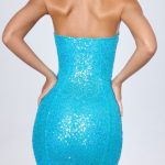 Embellished Bandeau Mini Dress in Turquoise - Image 2