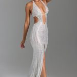 Embellished Cut-Out Halterneck Maxi Dress in White - Image 7