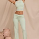 Mid-Rise Straight Leg Trousers in Light Sage