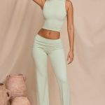 Mid-Rise Straight Leg Trousers in Light Sage - Image 4