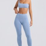 Seamless Rib Leggings in Washed Blue - Image 4