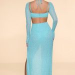 Embellished Cowl Neck Maxi Dress in Aqua - Image 2