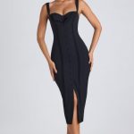 Button-Detail Midaxi Dress in Black