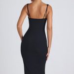 Button-Detail Midaxi Dress in Black - Image 2