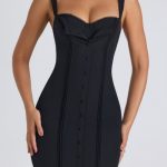 Button-Detail Midaxi Dress in Black - Image 4