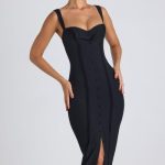 Button-Detail Midaxi Dress in Black - Image 6