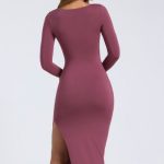 Modal Square-Neck Midaxi Dress in Plum - Image 2