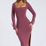 Modal Square-Neck Midaxi Dress in Plum - Image 6