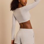 Brushed Jersey Elasticated Mini Shorts in Fog Grey - Image 2