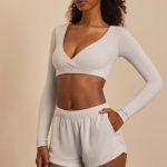 Brushed Jersey Elasticated Mini Shorts in Fog Grey - Image 5