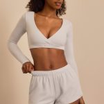 Brushed Jersey Elasticated Mini Shorts in Fog Grey - Image 8