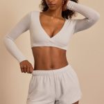 Brushed Jersey Elasticated Mini Shorts in Fog Grey - Image 9