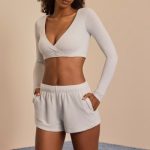 Brushed Jersey Elasticated Mini Shorts in Fog Grey - Image 10