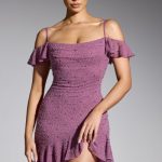 Embellished Cold Shoulder Mini Dress in Grape - Image 7