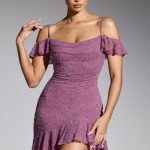 Embellished Cold Shoulder Mini Dress in Grape - Image 9