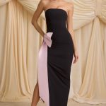 Strapless Bow-Detail Maxi Dress in Black - Image 9